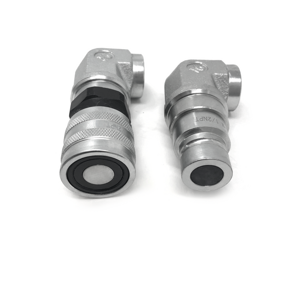 TL107 1/2" NPT Flat Face Hydraulic Quick Coupler 1/2 body 90 deg. Elbow Bobcat