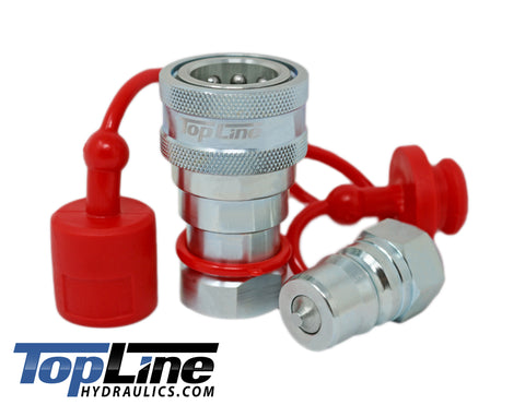 TL70 1/4" NPT Thread 1/4" Body Hydraulic Coupler Set  ISO 7241-B  Poppet  Bobcat